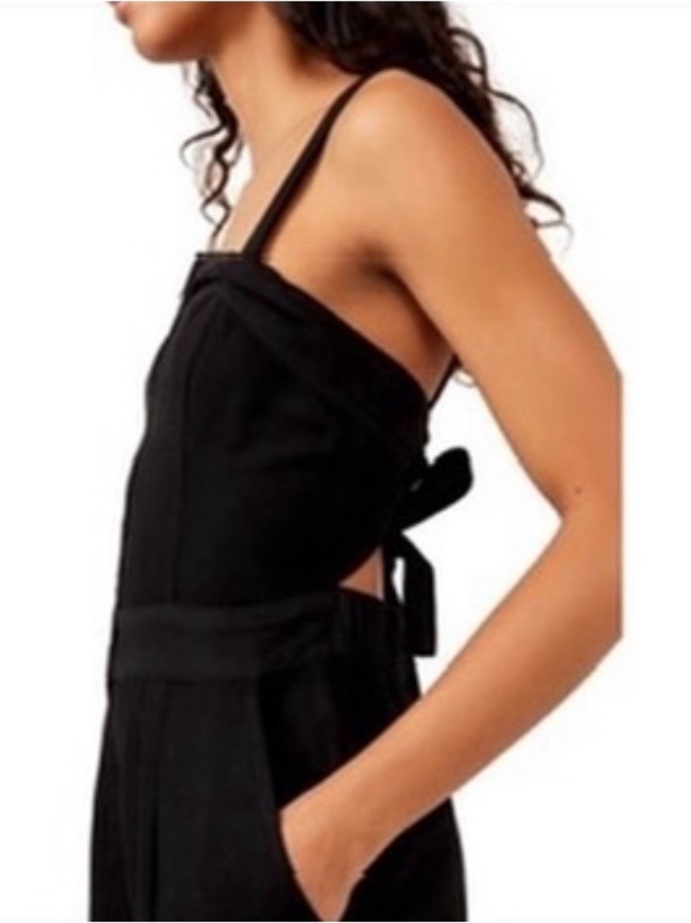 Free Peoppe Call on Me Black Sleeveless Wide-Leg Jumpsuit with Front Zip - Picture 4 of 5